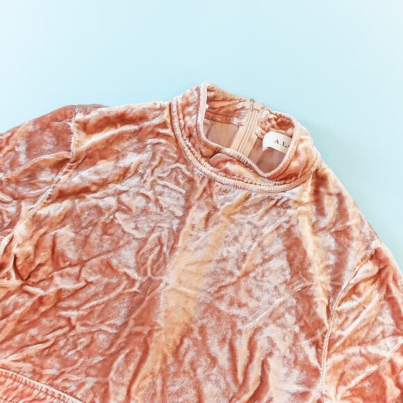 ALC Velvet Orange Retro Indie Moody Long Sleeve Sheath Dress Size 2 Gemma - Picture 3 of 10